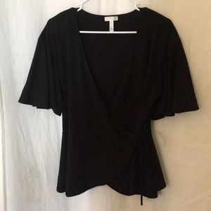 Leith black wrap top